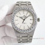 Replica Iced Out Audemars Piguet Royal Oak Watch 15400 White Face